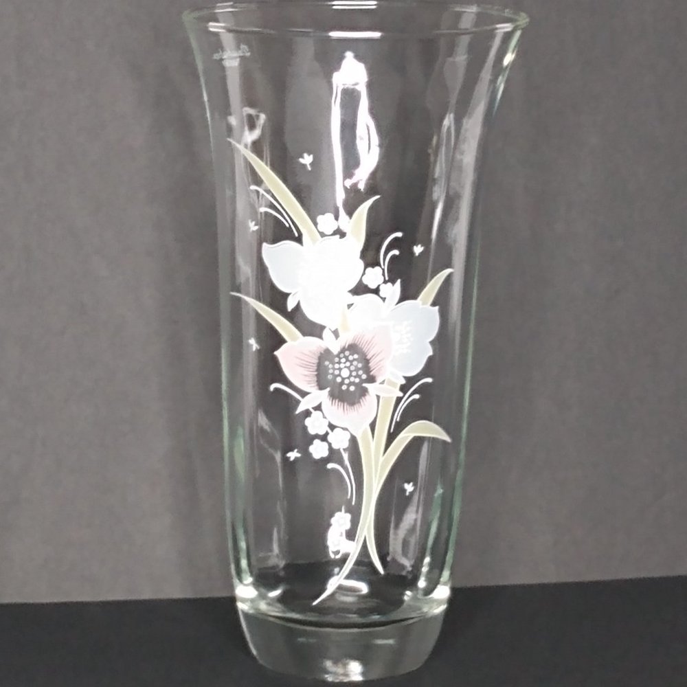 "Pasabahce" Vintage Glass-Etched Vase Made in Turkey